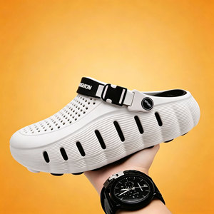 Sandalias Crocs Unisex con Plataforma, Transpirables, Punta Cerrada, Sin Cordones, Tacón Medio de 3-5 cm, Zapatos de Playa de Verano, Blanco, Negro, Azul, Verde, Caqui, Rosa - Product Image 1