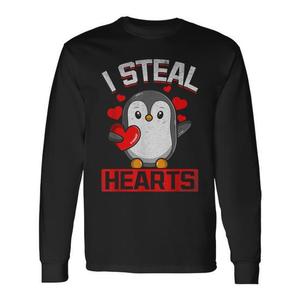 T-shirt à manches longues pour la Saint-Valentin avec motif pingouin - Je vole des cœurs - Pour usage promotionnel - Product Image 2