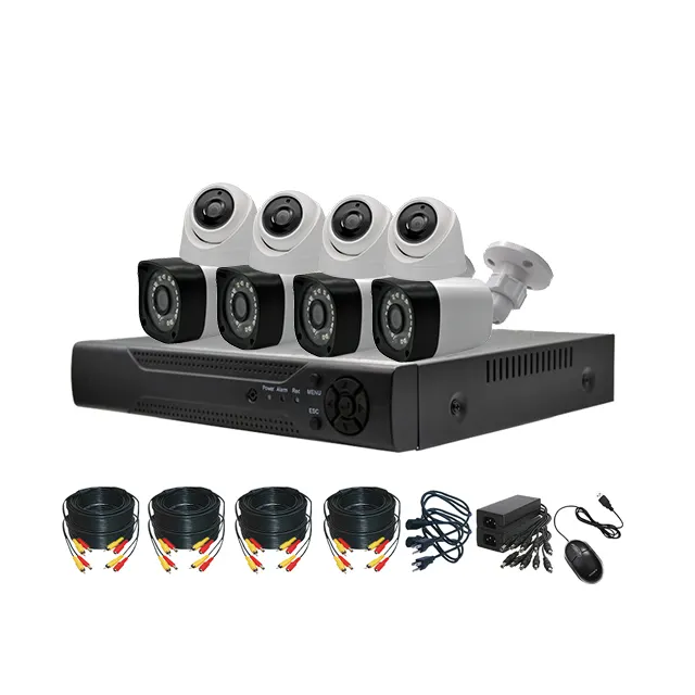 Kit Kamera Hd 4 Dalam Ruangan 4 Luar Ruangan Sistem Keamanan 8 Port Harga Murah Kit Kamera Cctv untuk Kantor