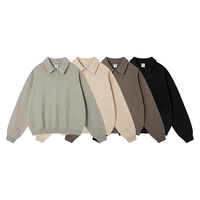 Pull-over Homme Col Polo à Boutons 320G Personnalisé avec Logo et Marque Privée, Coupe Ample Printemps-Automne – Vente en Gros