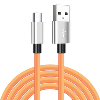 Câble de données de charge rapide personnalisé avec logo, orange, imitation gel de silice, USB A vers Type C pour téléphone