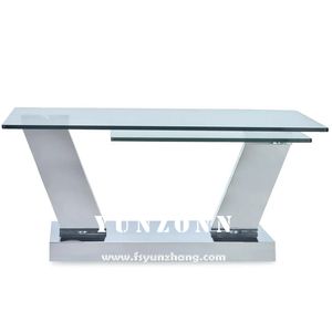 Tavolino da Caffè Moderno Rettangolare con Piano in Vetro Temperato e Base Girevole in Acciaio Inox, <span class=keywords><strong>Vendita</strong></span> Diretta dalla Fabbrica per <span class=keywords><strong>Casa</strong></span> e Villa - Product Image 2