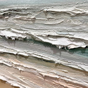 Pintura de Paisaje Marino Texturizada en 3D, Arte de Pared Impasto, Lienzo Horizontal, Decoración de Playa, Pintura al Óleo Abstracta Hecha a Mano - Product Image 2