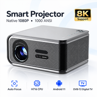 Projecteur 4K Android intelligent avec Wi-Fi, résolution native 1080P Full HD, haut-parleurs HiFi, équipement TV numérique DVB-T2, projecteur de divertissement
