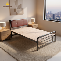 Möbliertes Apartment-Möbel Metallbettgestell Einzelbett Hotelbett mit Ledergepolstertem Kopfteil für Hotel Hostel CE-Zertifiziert