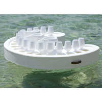 Table flottante pour piscine avec plateau en verre et porte-seau pour jeux de fête au bord de la piscine, tapis flottant en cuir imperméable