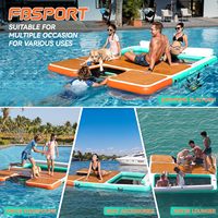 Plateforme flottante gonflable multifonctionnelle avec rampe pour chien, hamac aquatique et pare-battage pour bateau, pour lac, piscine, sports nautiques et fêtes