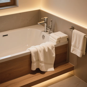 Ensemble <span class=keywords><strong>de</strong></span> serviettes <span class=keywords><strong>de</strong></span> bain et <span class=keywords><strong>de</strong></span> toilette en jacquard tissé damassé, 100% coton, séchage rapide, biologique, antibactérien, logo personnalisé, blanc, maison, hôtel, voyage - Product Image 6