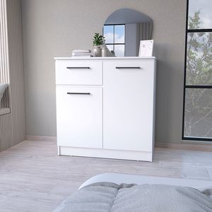 Commode blanche Loonam à 2 portes et 1 tiroir, armoire de rangement moderne pour chambre à coucher - Product Image 1