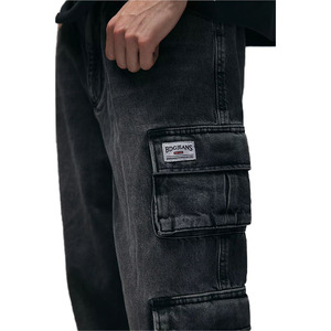 <strong>Custom</strong> <strong>Label</strong> Men's <strong>Jeans</strong> High Quality Washing Retro Multi-practical Large Pocket Cargo Pants Men Street Wide Work <strong>Jeans</strong> - Product Image 4