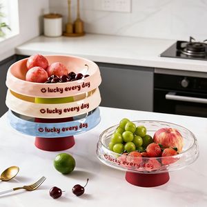 Transparent Tall Fruit Plate 25.5x25.5x10.5 Plastic Luxury Retro Design For Living Room Coffee Table Dried Fruit Snack Dish - Product Image 2