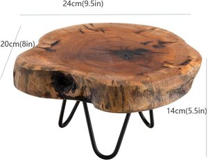 (L9.5 x W8 x H5.5) tự nhiên cạnh cây thân gỗ đứng với kẹp tóc chân để hiển thị bánh, cây, nến, trang trí - Product Image 6