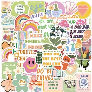 50pcs Pink Green Encouragement <strong>Preppy</strong> Inspirational <strong>Stickers</strong>,Motivational Aesthetic <strong>Stickers</strong>,Vinyl Waterproof - Product Image 2