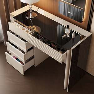 Italian Style <b>Light</b> Luxury <b>Dressing</b> <b>Table</b> Modern Simple High-End Master Bedroom Bucket Cabinet Lighted <b>Mirror</b> Solid Wood - Product Image 3