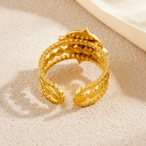 Fashion Court Style Round <b>Red</b> Turquoise Gold Plated Wide Stainless Steel <b>Bracelet</b> Ring Unisex Party Jewelry R548 - Product Image 3