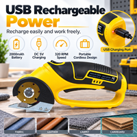 Ciseaux électriques portatifs sans fil rechargeables par USB 3,6 V pour couper le tissu, le cuir, les tapis - Jaune/Noir