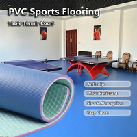 أرضية PVC من HANLI بسمك 4.5 مم بنسيج قماشي لملاعب تنس الطاولة، مضادة للانزلاق وتقليل الضوضاء، متينة، حاصلة على شهادة CE