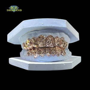 Grillz personnalisés Hiphop, design pavé multicolore, deux tons, argent sterling 925, plaqué or, grillz personnalisés - Product Image 3