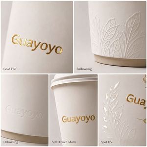 Gobelets en papier à double paroi avec logo personnalisé, qualité alimentaire, jetables, recyclables, pour boissons chaudes, latte, café, thé boba - Product Image 6