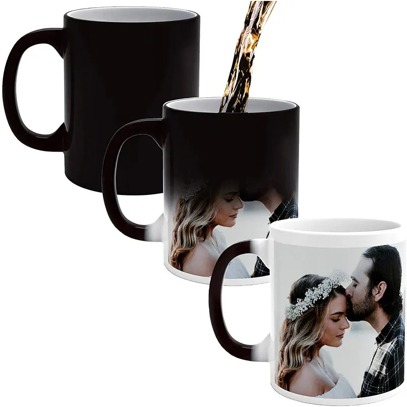 Design créatif personnalisé, sublimation de logo photo, pour cadeaux d'anniversaire, tasses à café magiques avec changement de couleur