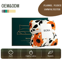 Selimut Flanel Fleece Motif Bunga Matahari Oranye Cerah, Selimut Lempar Bermotif Daun Hitam Tebal, Selimut Plush Hangat dan Nyaman untuk Sofa Tempat Tidur