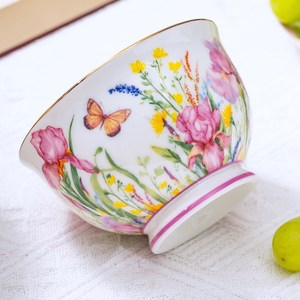 แก้วกาแฟเซรามิกสไตล์ฝรั่งเศสพร้อมจานรอง - แก้วน้ำชาลายดอกไม้ 3 มิติ - Product Image 2