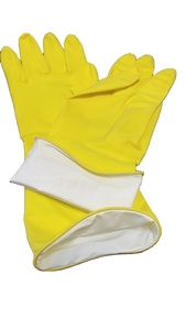 Gants en caoutchouc de couleur rose <span class=keywords><strong>coton</strong></span> floqué 60g <span class=keywords><strong>ménage</strong></span> Latex cuisine nettoyage gants en caoutchouc - Product Image 4
