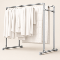 Séchoir à linge stable en métal à double barre, support autoportant pour vêtements et literie