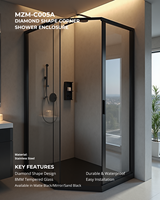 Cabine de douche d'angle moderne pour appartement, avec cadre en acier inoxydable brossé, double porte coulissante en verre de 8 mm d'épaisseur, pour usage hôtelier, Baide