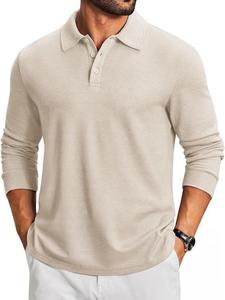 Polo de manga larga para hombre, informal, corte clásico, 3 botones, tejido de punto, ligero, tipo jersey. - Product Image 2