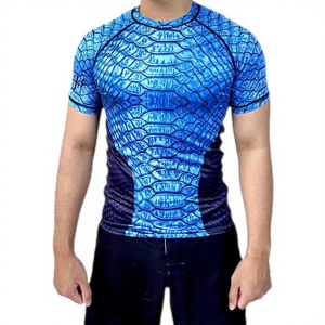เสื้อยืดออกกำลังกายคอกลมผู้ชายแบบกำหนดเอง เสื้อรัดกล้ามเนื้อสำหรับนักมวยปล้ำ พิมพ์โลโก้ แขนสั้น ฟิตเนส กีฬา ผ้ายืดสแปนเด็กซ์/โพลีเอสเตอร์ - Product Image 1