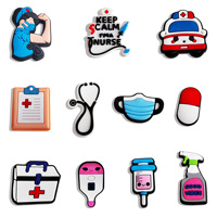 Nouveaux breloques pour sabots de la série Médical & Soins Infirmiers, motifs de dessins animés créatifs sur le thème de la médecine, accessoires de chaussures en PVC à faire soi-même pour médecins et infirmières