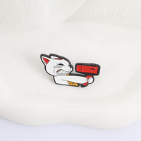 Bros Pin Enamel Anime Turbo Granny Cat, Bros Kucing Ganas Memegang Pengering Rambut Merah, Lencana Kerah, Perhiasan Lucu, Hadiah untuk Teman