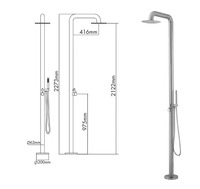 Pommeau de douche vertical à colonne autoportante en acier inoxydable pour piscine extérieure personnalisée