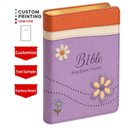 Service d'impression de livres en gros, styles personnalisés, fleurs mignonnes, bord doré, reliure cousue standard, impression CMYK, Bible