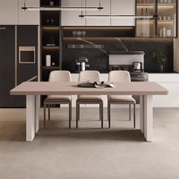 Table à manger en pierre minimaliste italienne haut de gamme, moderne, simple, carrée, en bois massif, meubles pour la maison, pour restaurant