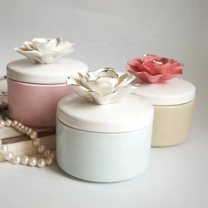 Luxury Flower Lid Design <strong>Ceramic</strong> <strong>Jewelry</strong> <strong>Box</strong> with Lid for <strong>Decoration</strong> - Product Image 1