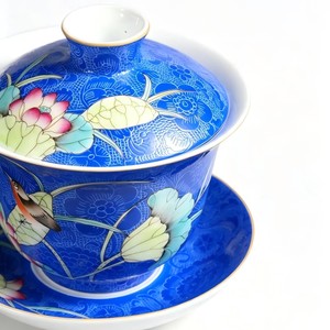 Gaiwan in Porcellana Ecologica Premium con Coperchio, Stile <span class=keywords><strong>Sgraffito</strong></span> Tradizionale Cinese, Motivo Loto Estivo, Resistente al Calore, con Vassoio RED LEAF - Product Image 3