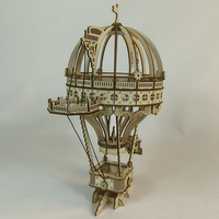 Puzzle en bois 3D avec pièces mobiles, kit de modèle mécanique - Jouet de construction DIY, thème bâtiments, 101 à 500 pièces, 3 étoiles de difficulté, 3 heures d'assemblage