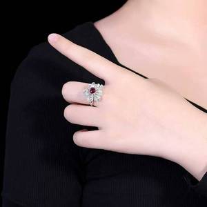 Unheated Ruby <b>Ring</b> 1.02ct Natural Gemstone 18K Solid Gold Set 79 <b>Diamonds</b> 11 White Sapphires Luxury Women Engagement Jewelry - Product Image 5
