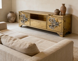 Mueble <span class=keywords><strong>de</strong></span> TV <span class=keywords><strong>de</strong></span> Lujo Contemporáneo con Mecanismo Escultural y Almacenamiento Mixto para Sala <span class=keywords><strong>de</strong></span> Estar Urbana Moderna - Product Image 6