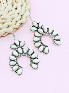 Pendientes de Turquesa con Diseño de Flor, Estilo Vaquero Occidental Vintage, Pendientes de Piedra - Product Image 4