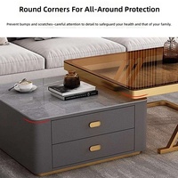 Table basse moderne de luxe légère et portable avec structure en bois et plateau en verre pour petit appartement ou salon
