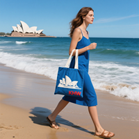 Sac fourre-tout d'épicerie en toile de coton biologique Calico de plage écologique réutilisable imprimé avec logo personnalisé