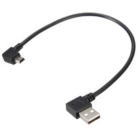 Câble USB 2.0 mâle à angle droit à 90 degrés vers mini USB mâle pour caméra et ordinateur chargeant des données veste en PVC avec blindage de tresse