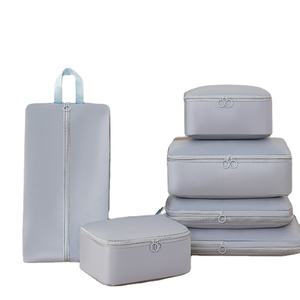 Ensemble de 6 sacs de compression de voyage en tissu mémoire, sacs de rangement portables pour valise, organisateur imperméable pour vêtements - Product Image 6