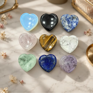 Ornements en pierre naturelle en forme de cœur 30*30*8mm : Améthyste, Agate, Quartz Rose – Artisanat en pierres précieuses - Product Image 2