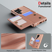 Étui de luxe en similicuir avec porte-cartes et support pour Samsung Galaxy S26 Ultra, S25 Plus, S24, S23, S22, Note20, A72, A33, A56