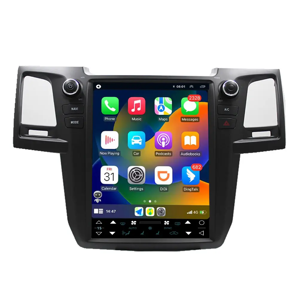 Pemutar Multimedia mobil Android 13, Stereo mobil RDS Radio GPS WIFI untuk mobil Tesla Radio untuk Toyota Fortuner Hilux 2005-2015