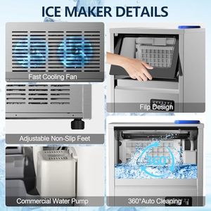Commercial Fast <b>Ice</b> Maker <b>Machine</b> 11kg Storage Stainless Steel Counter Freestanding for <b>Home</b> Stainless Steel <b>Ice</b> Maker - Product Image 4